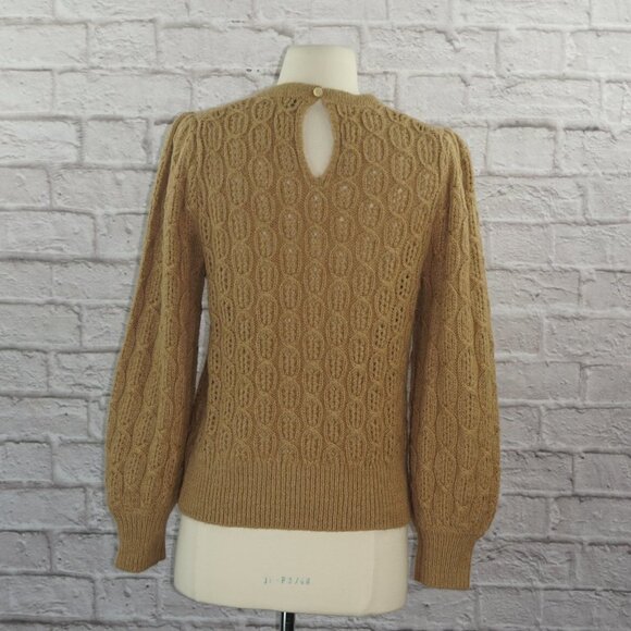 J. Crew Balloon Bishop Sleeve Alpaca Wool Cable Knit Sweater BD619 - Picture 2 of 7